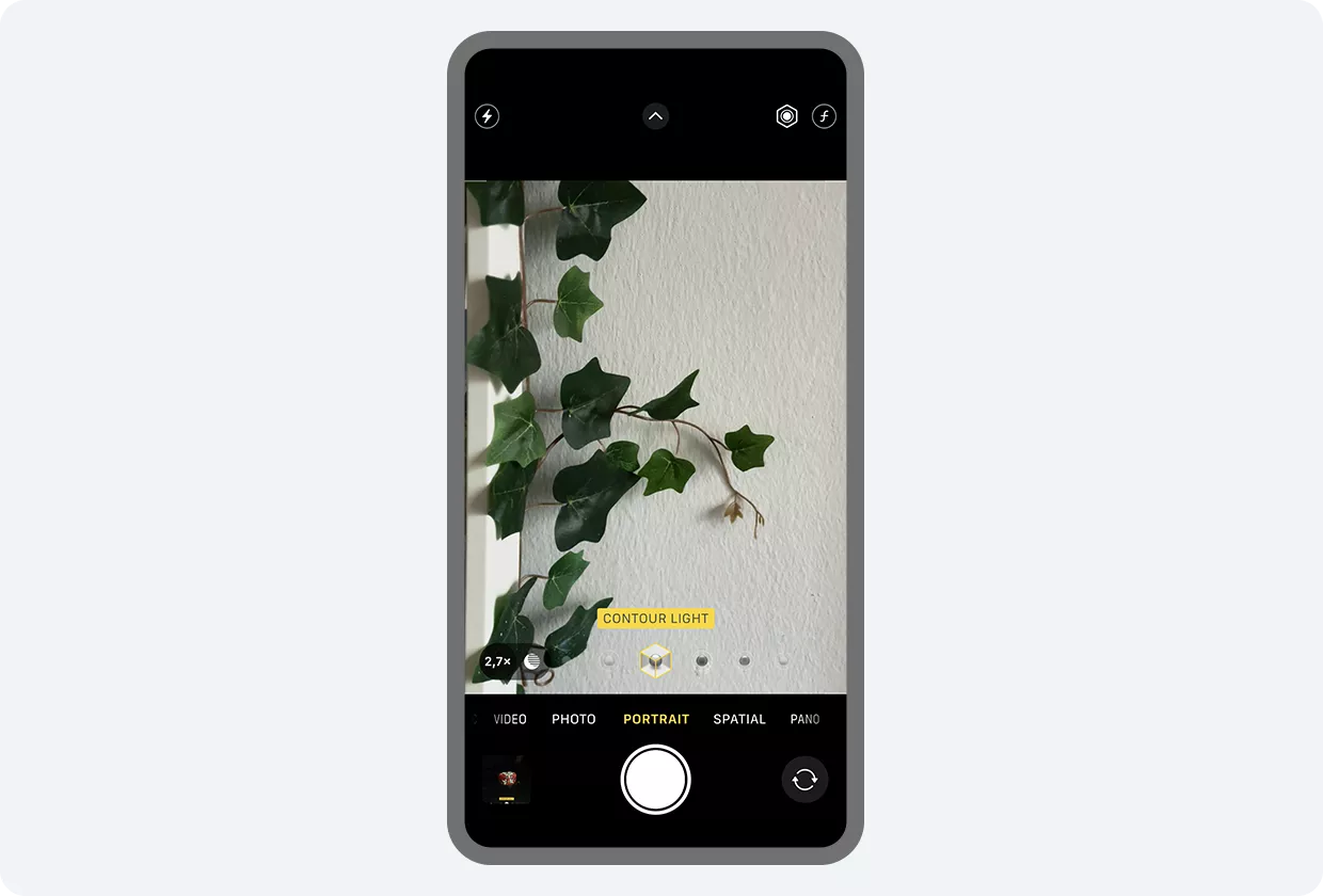 screenshot of light contour mode on iphone
