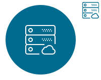 Petrol blue icon of a cloud storage