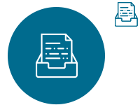 Petrol blue icon of a file box